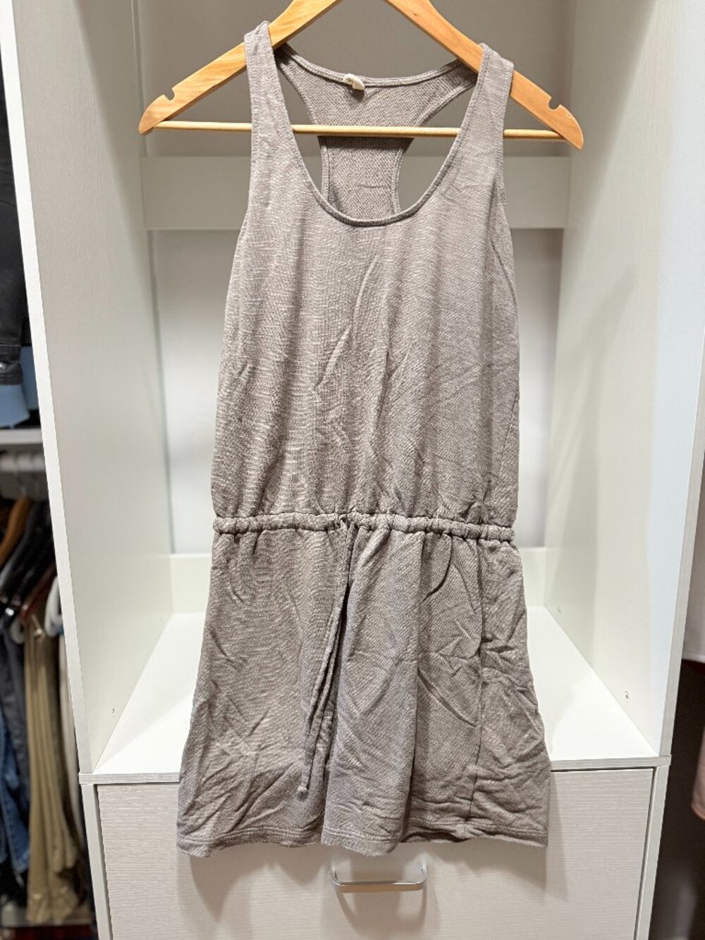 Lanston Racerback Tank Dress Gray Drawstring Waist- S